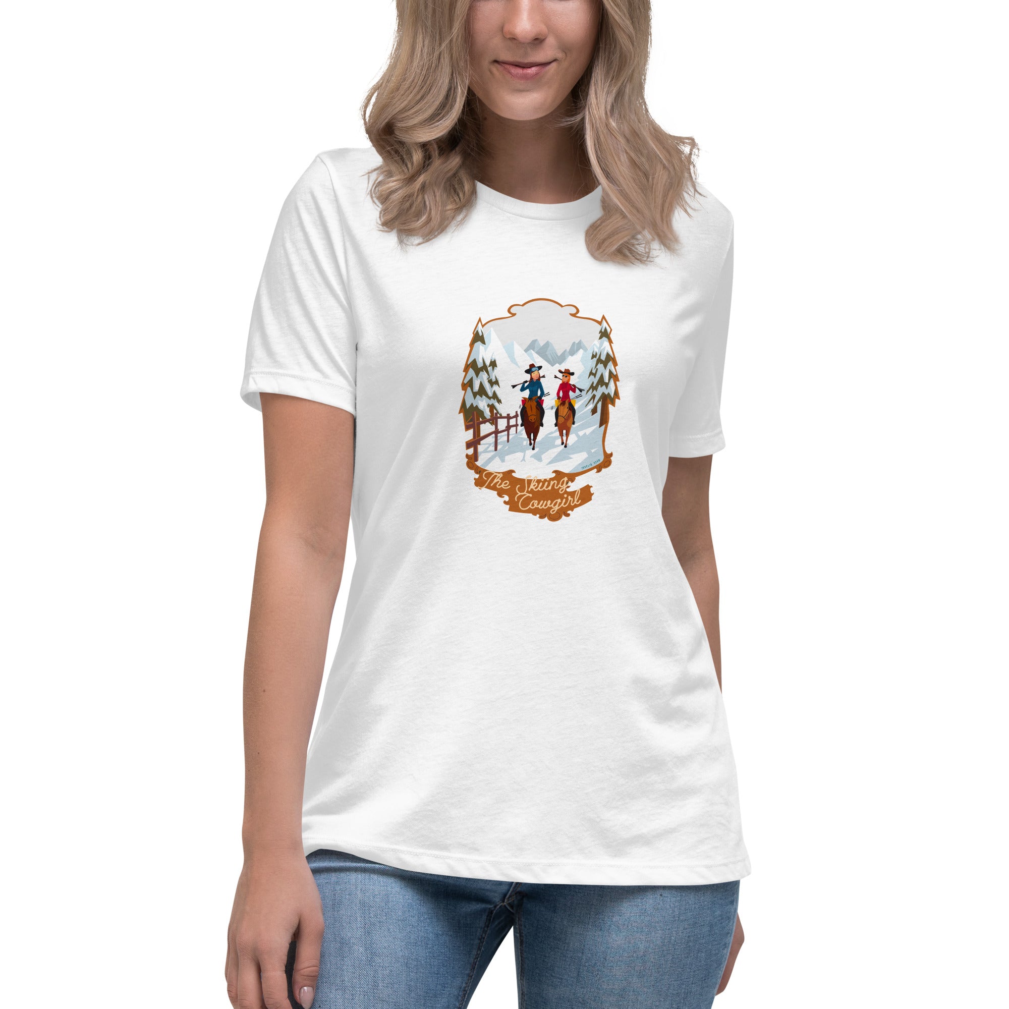 Women's Relaxed T-Shirt The Skiing Cowgirl