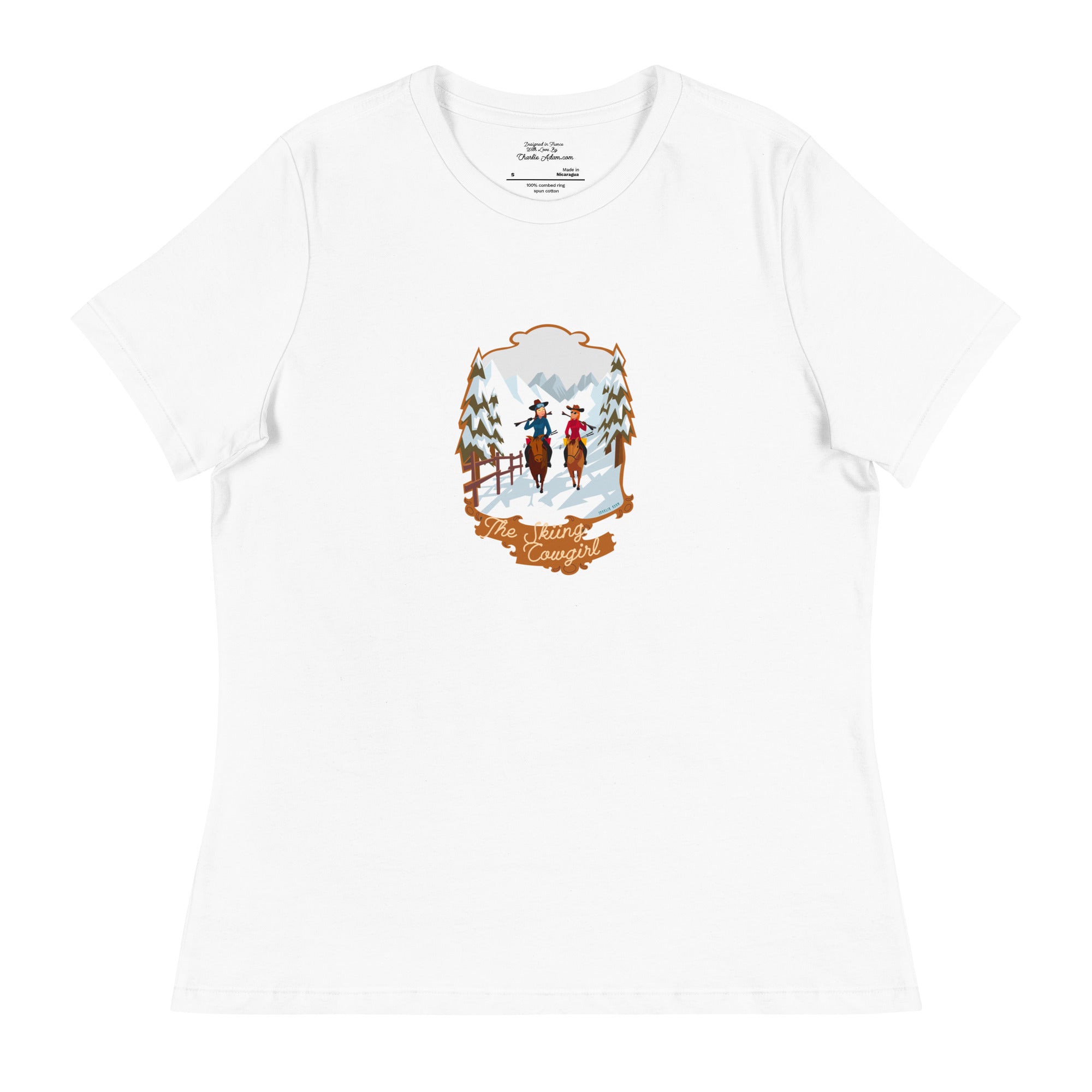 T-shirt décontracté pour Femme The Skiing Cowgirl