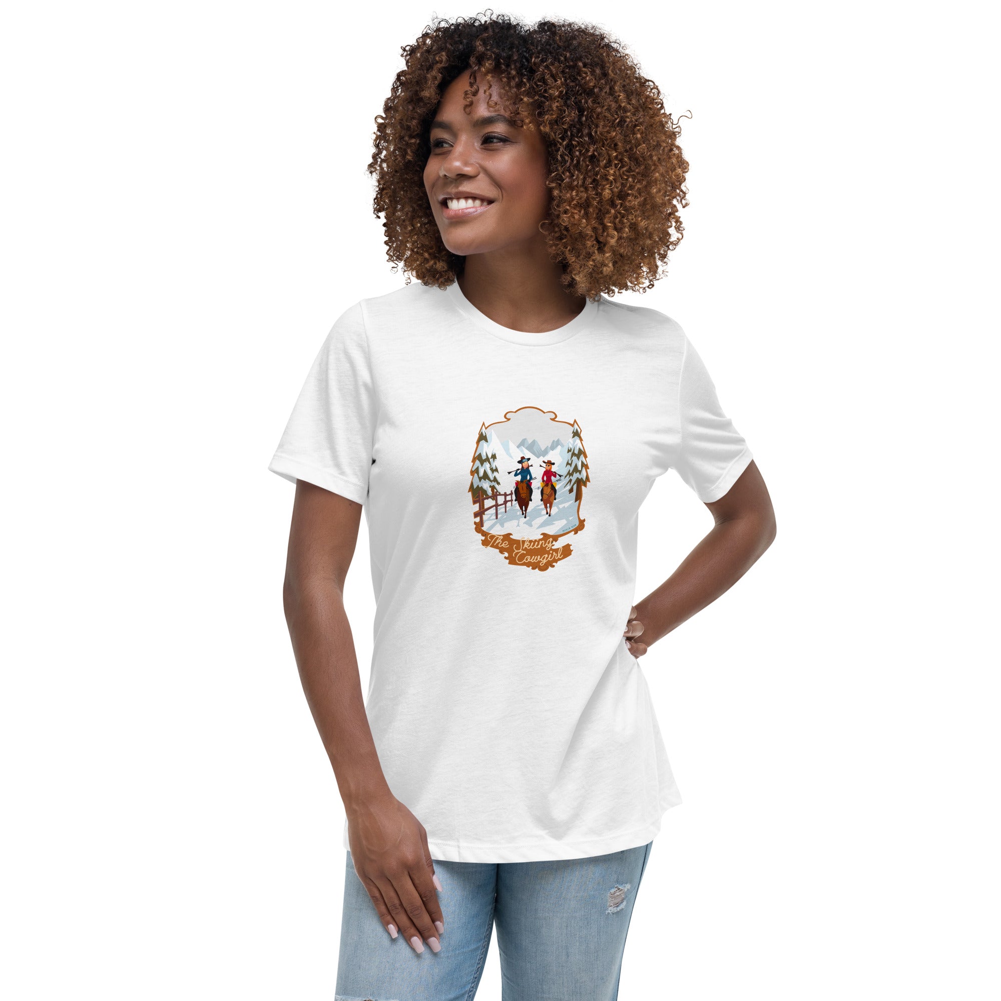 Women's Relaxed T-Shirt The Skiing Cowgirl