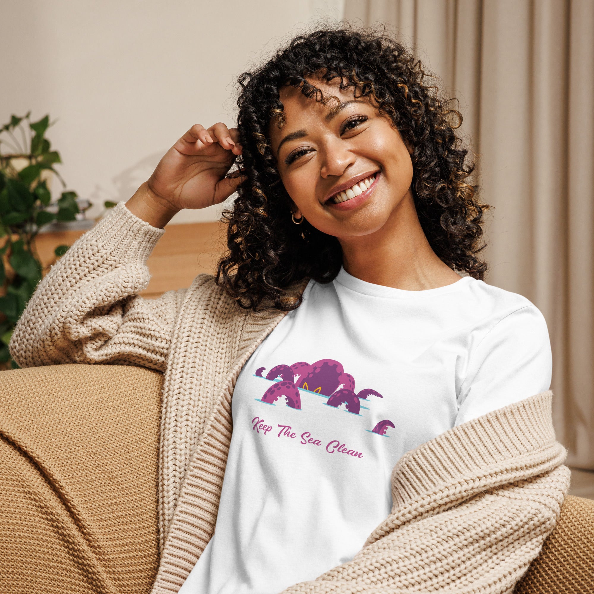 Women's Relaxed T-Shirt Octopus Purple