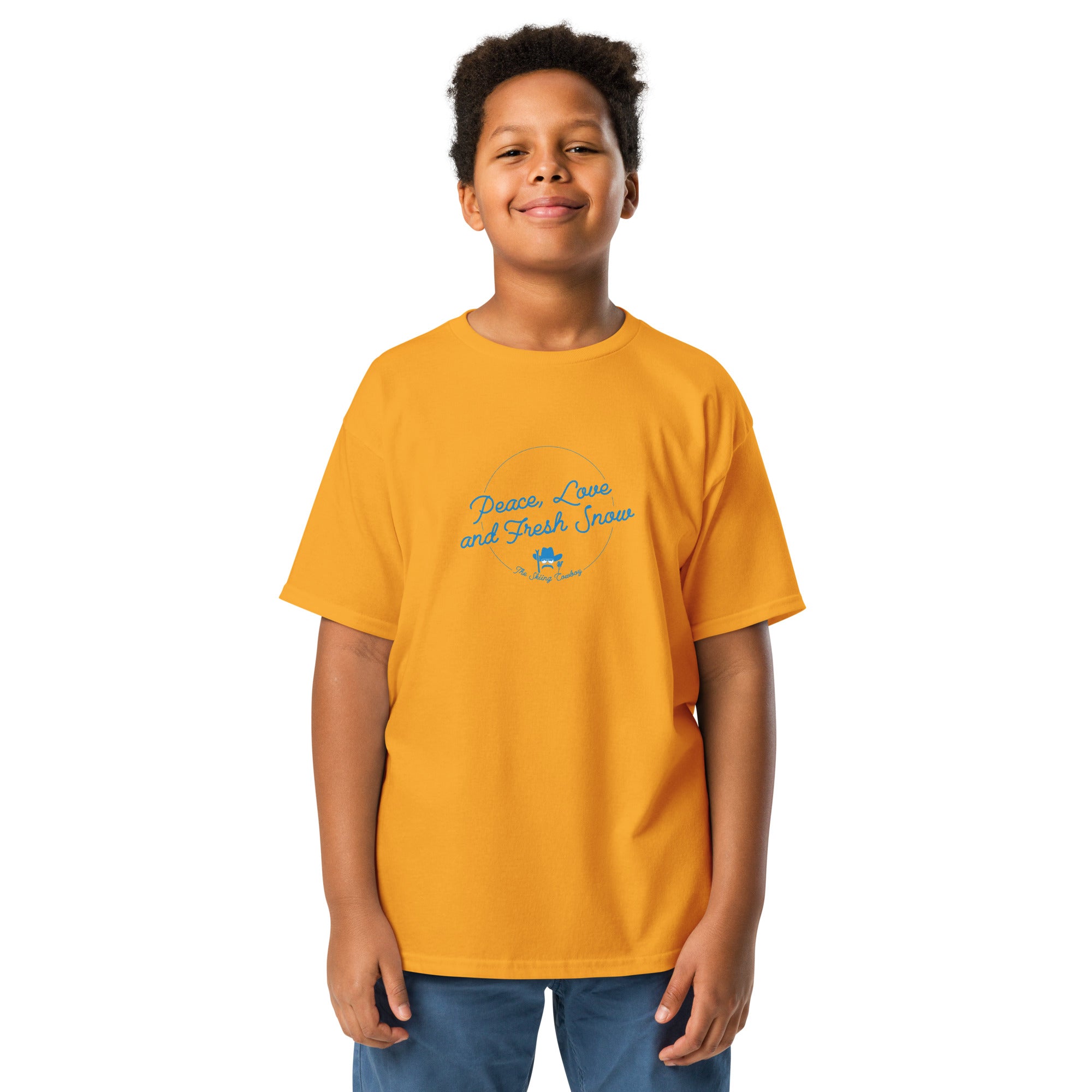 Youth heavy blend t-shirt Peace, Love and Fresh Snow