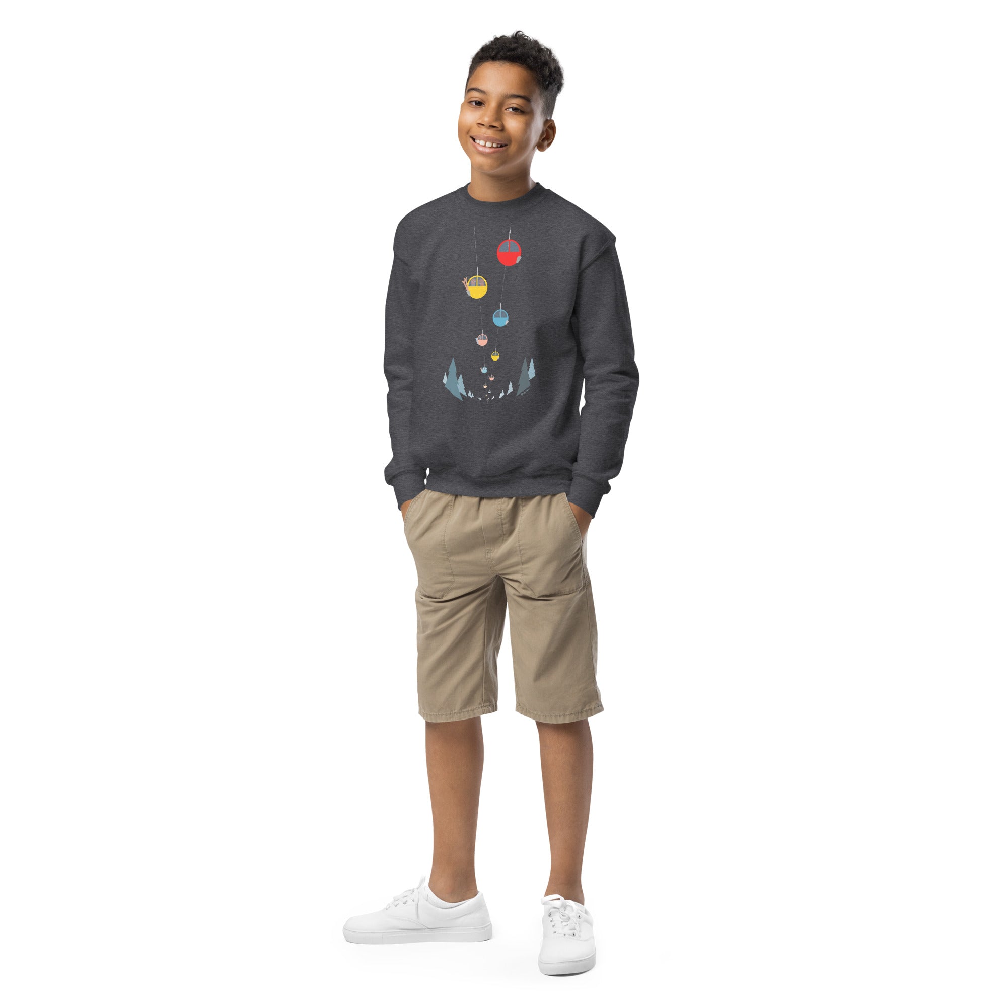 Youth crewneck sweatshirt Gondolas in the mist