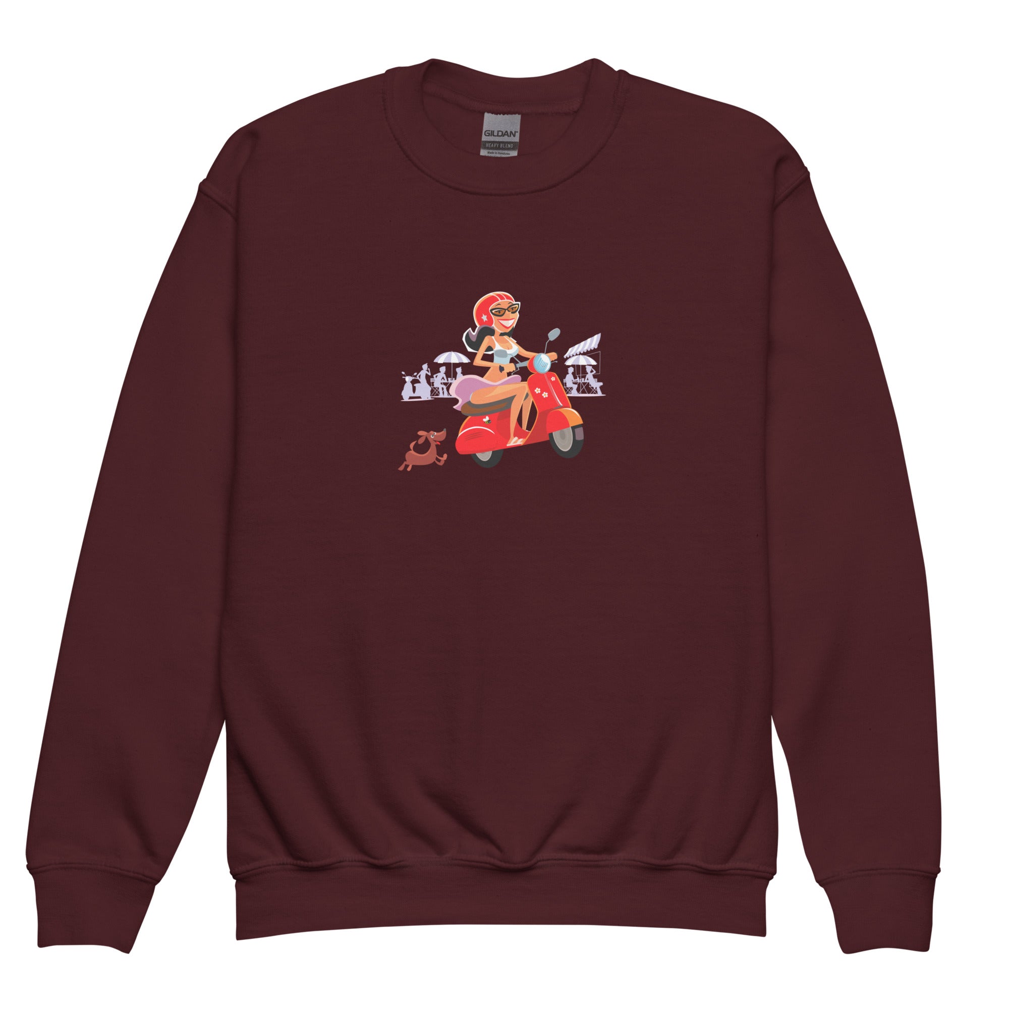 Youth crewneck sweatshirt Vespa Girl in St Tropez