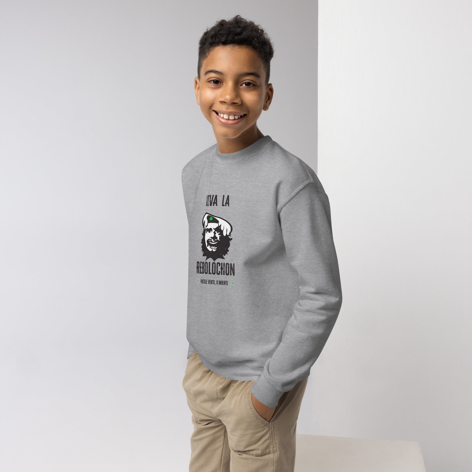 Sweat classique enfant Viva la Rebolochon sur fond clair