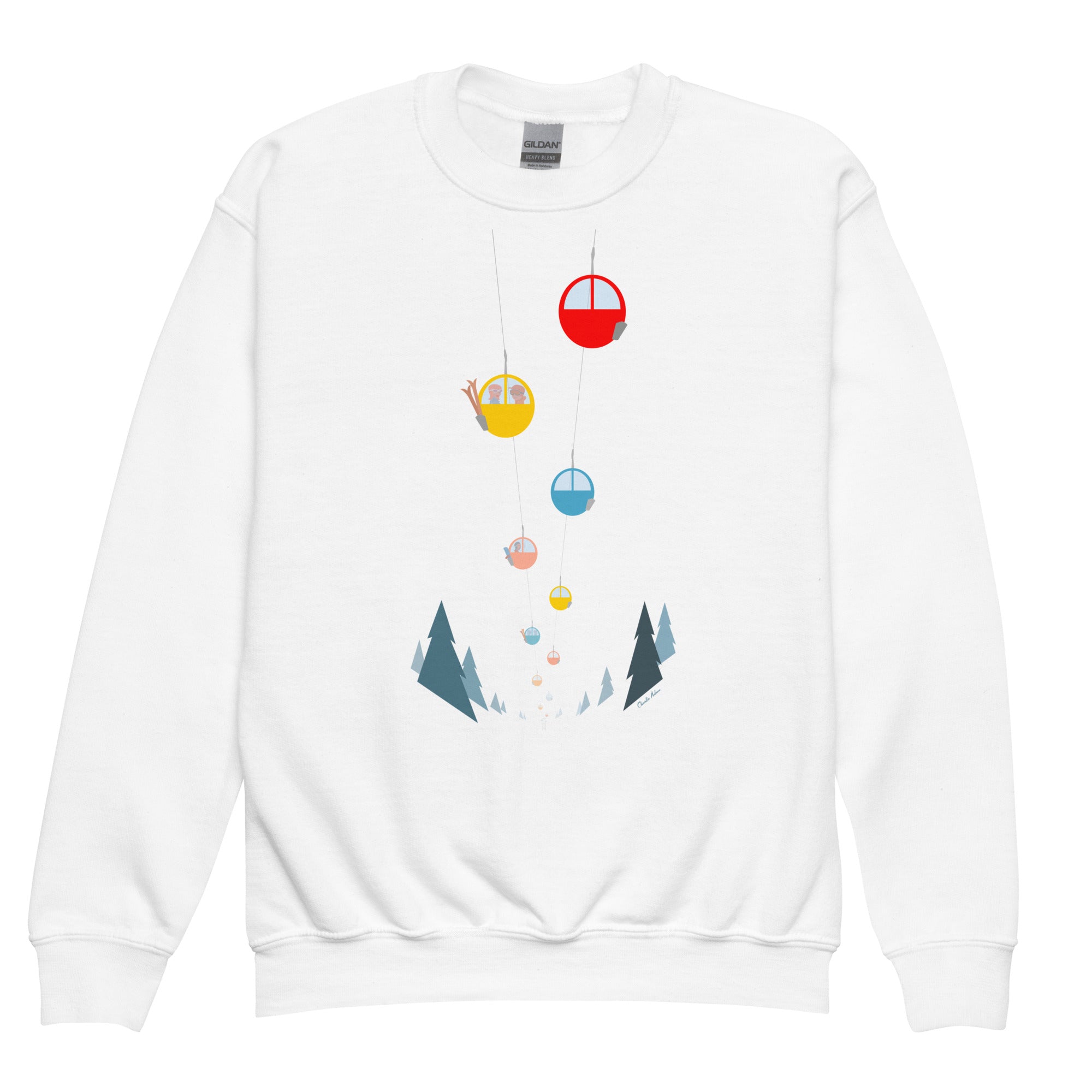 Youth crewneck sweatshirt Gondolas in the mist