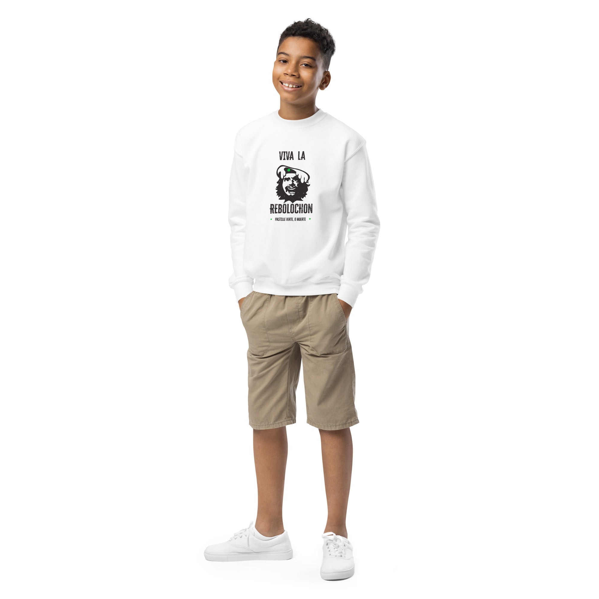 Sweat classique enfant Viva la Rebolochon sur fond clair