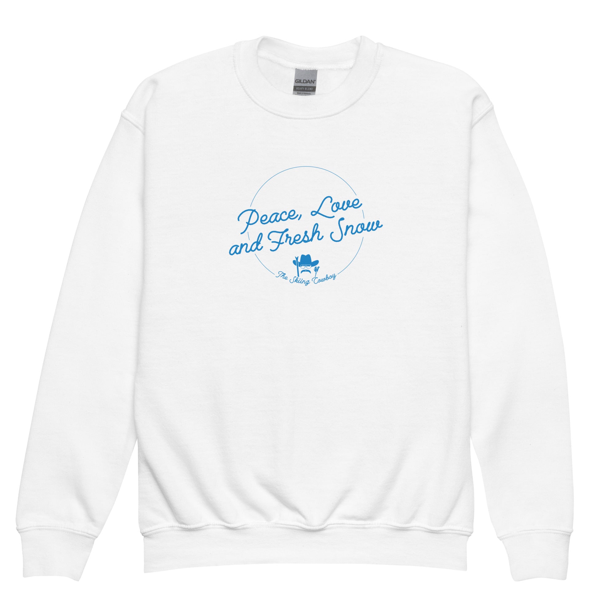 Youth crewneck sweatshirt Peace, Love and Fresh Snow