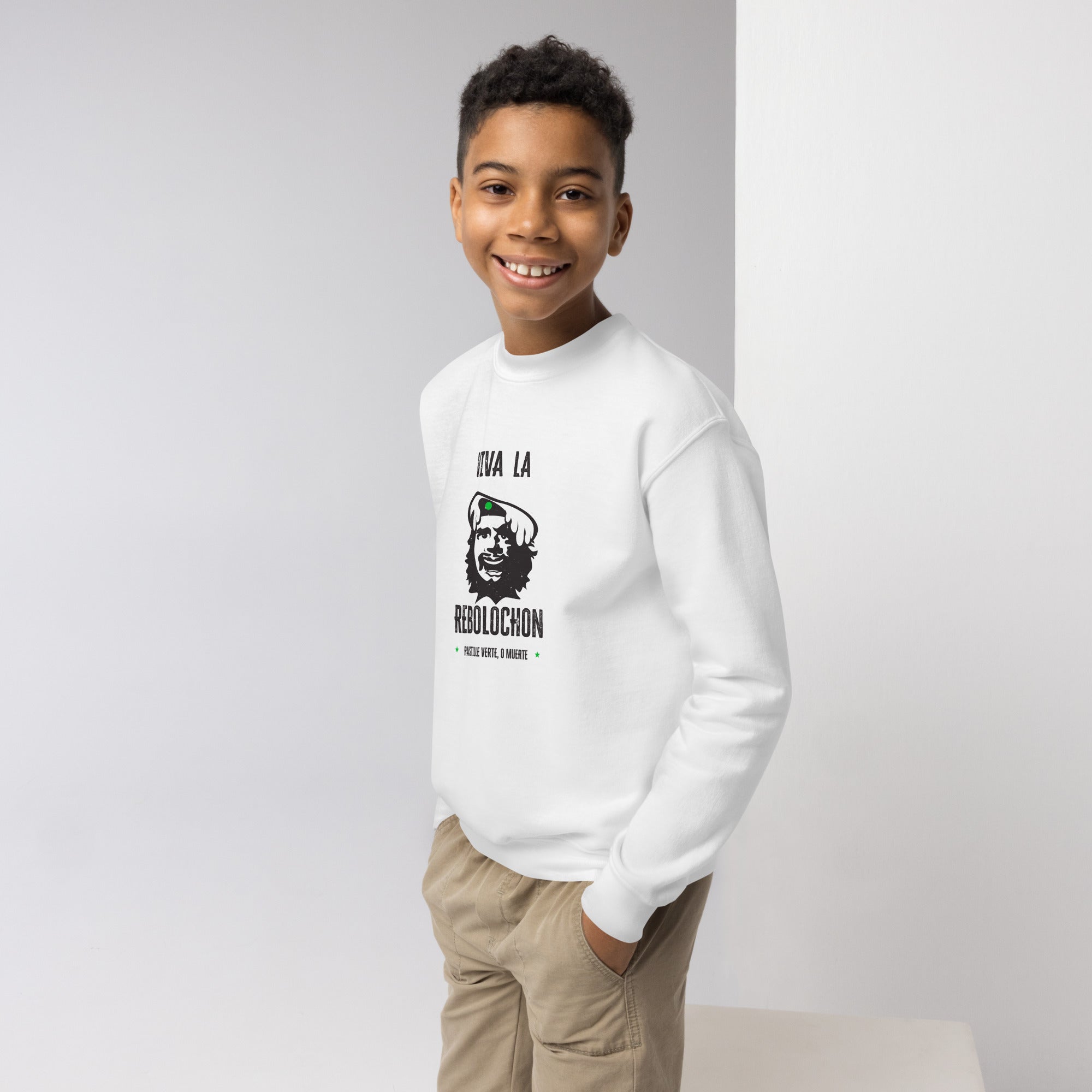 Sweat classique enfant Viva la Rebolochon sur fond clair