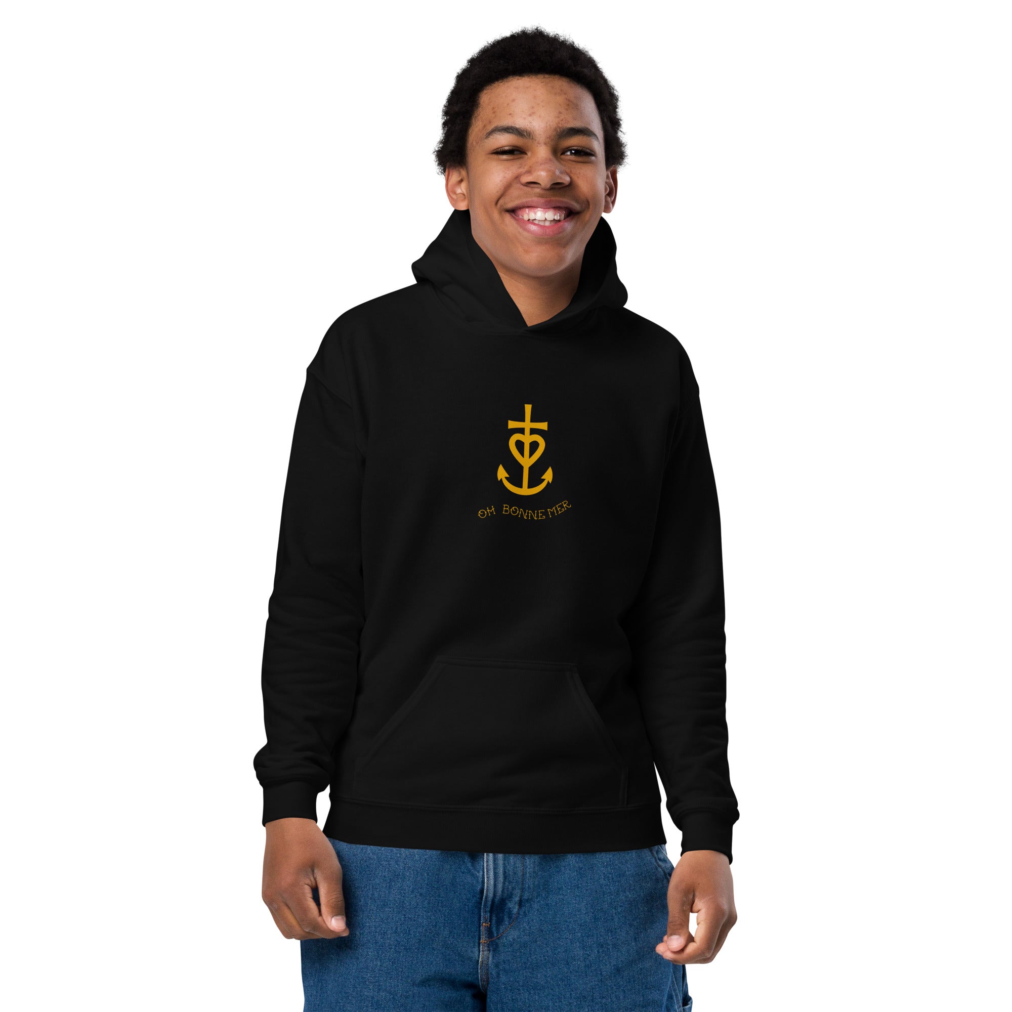 Youth heavy blend hoodie Croix de Camargue Gold