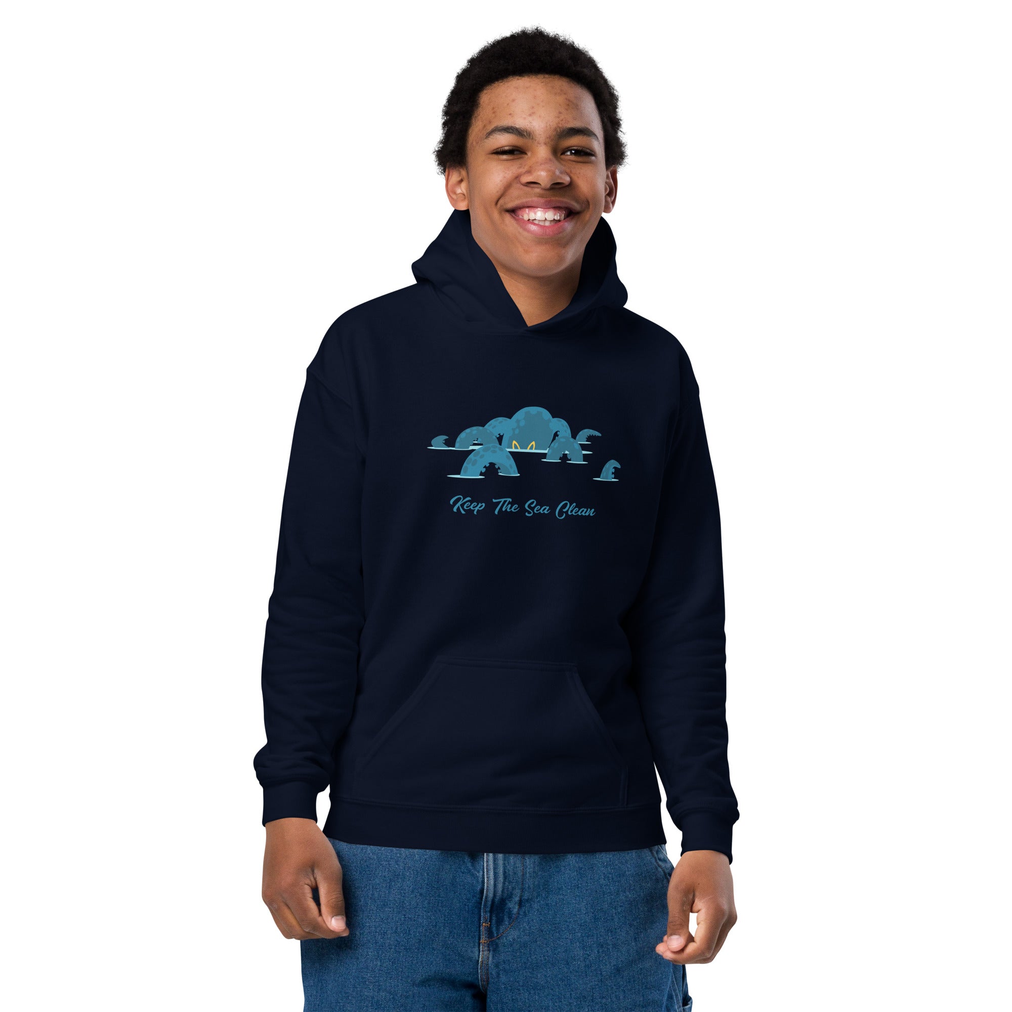 Sweat à capuche épais pour enfants Octopus Blue