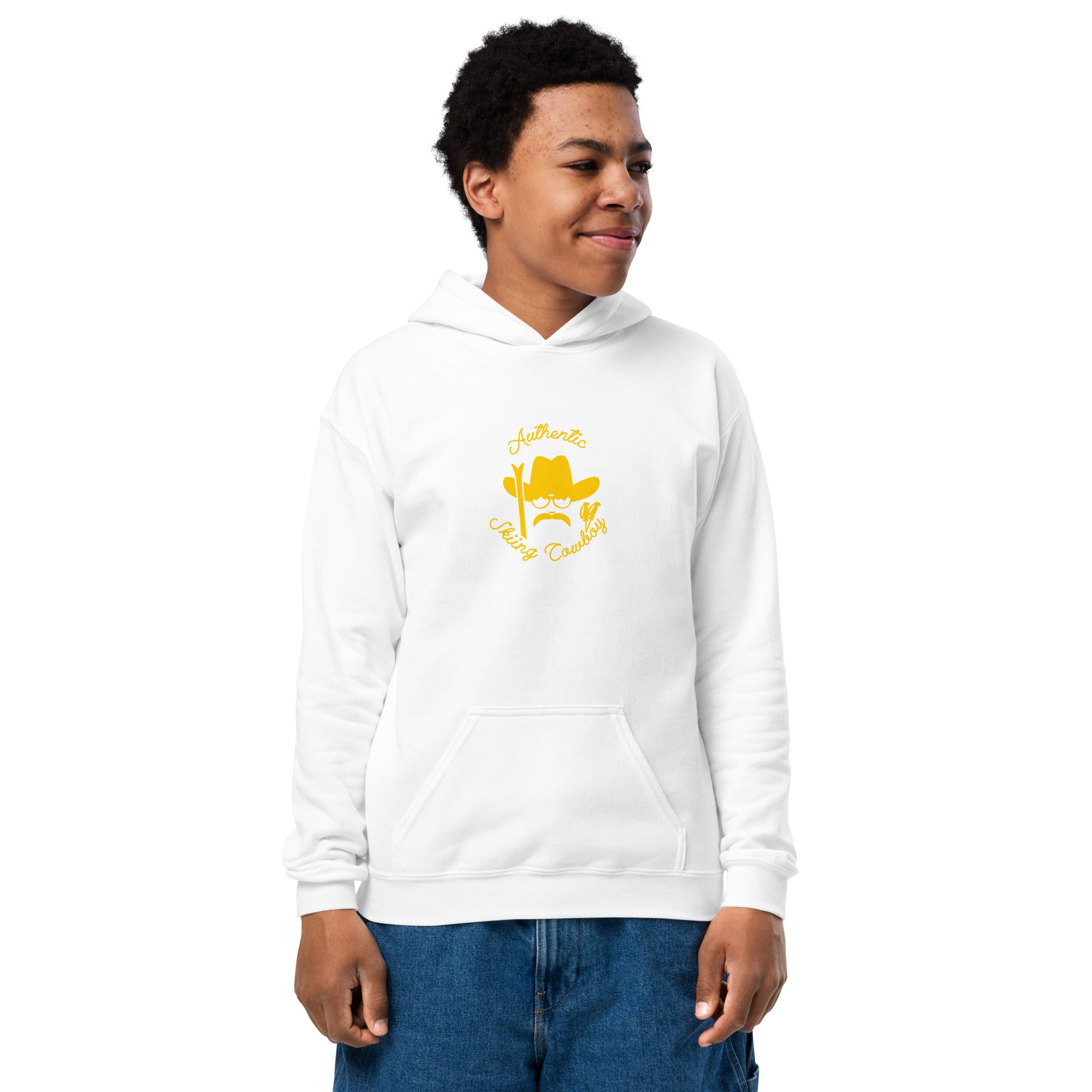 Youth heavy blend hoodie Authentic Skiing Cowboy