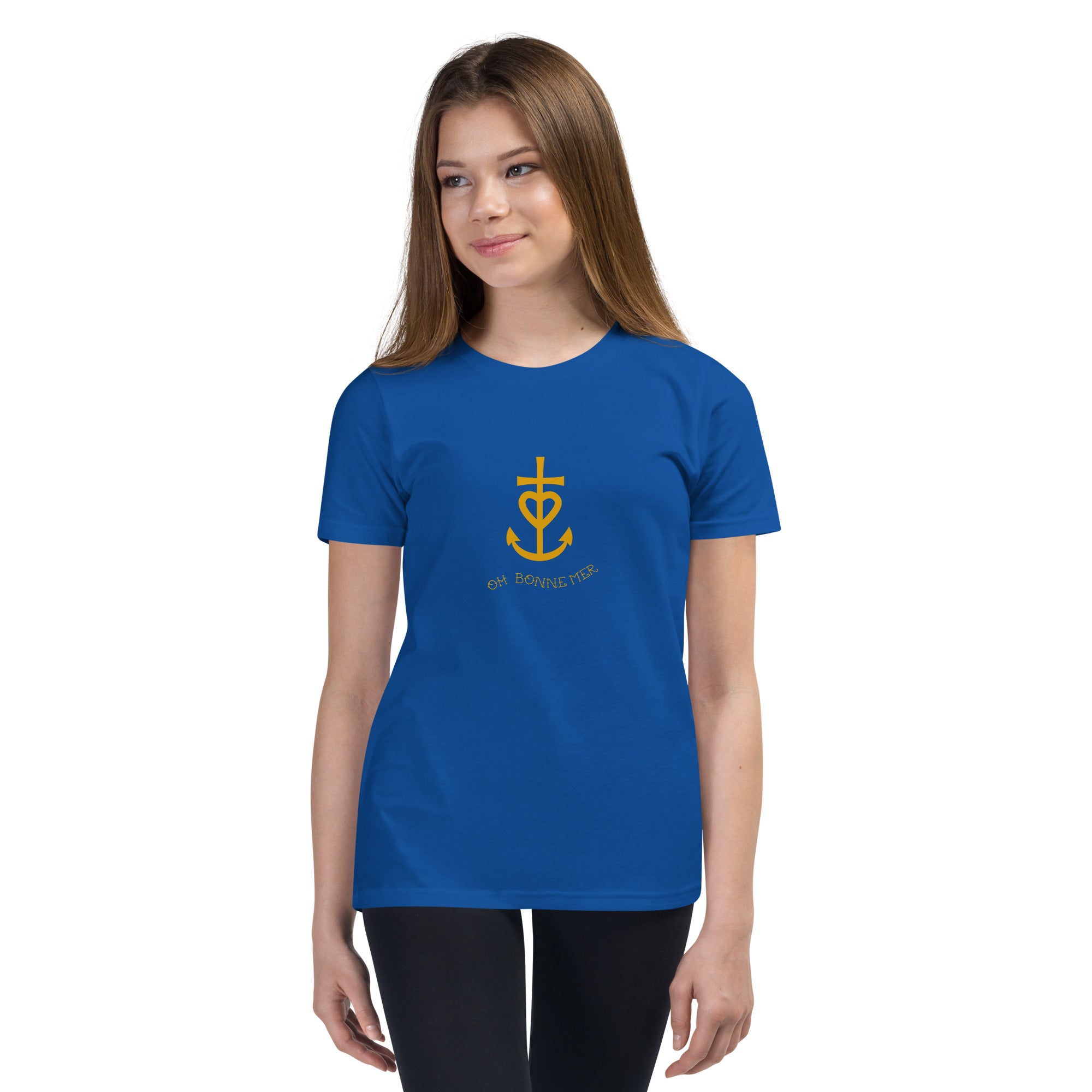 T-shirt pour adolescent Croix de Camargue dorée avec texte Oh Bonne mer